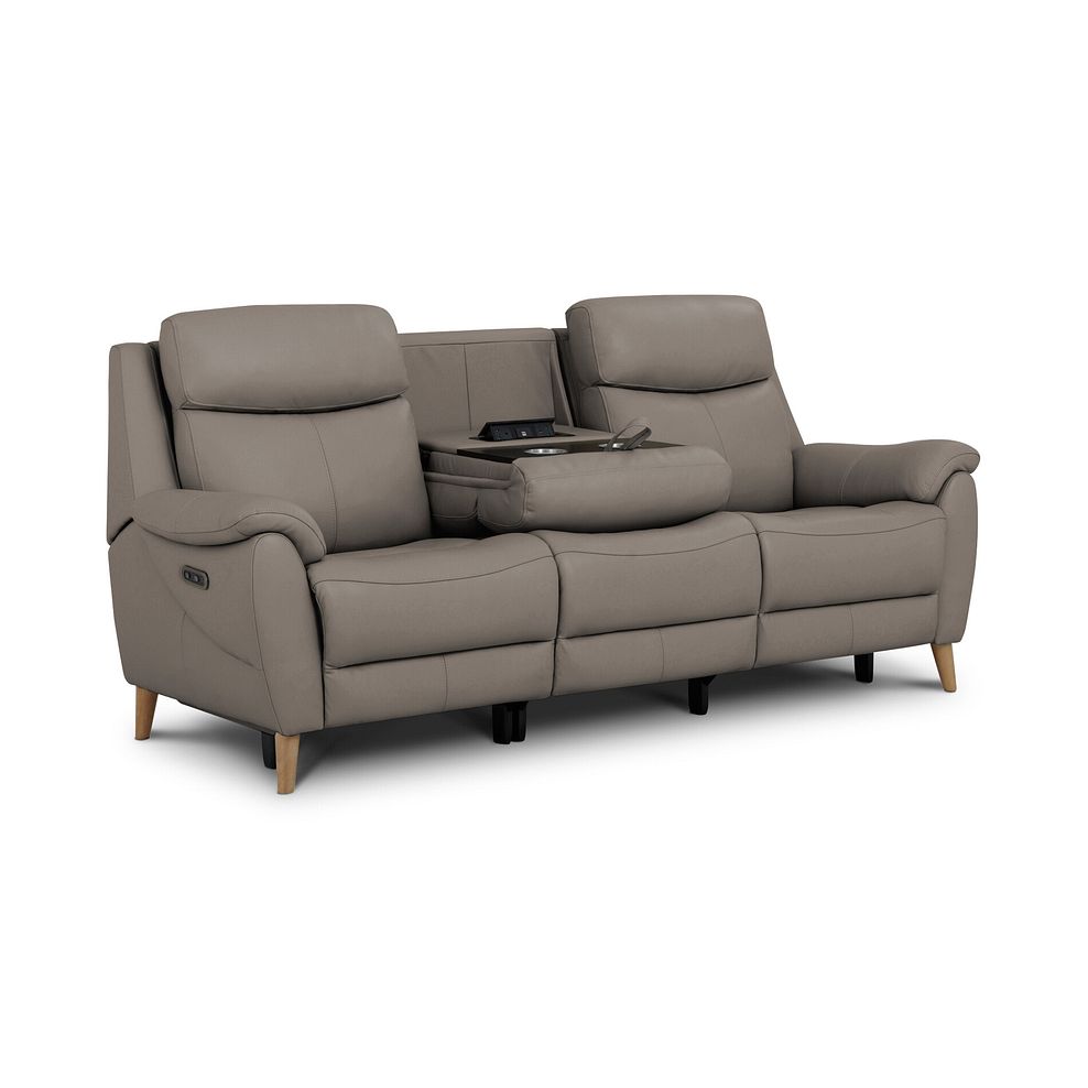Brunel 3 Seater Electric Recliner Sofa with Multifunctional Middle Seat in Oyster Leather 1