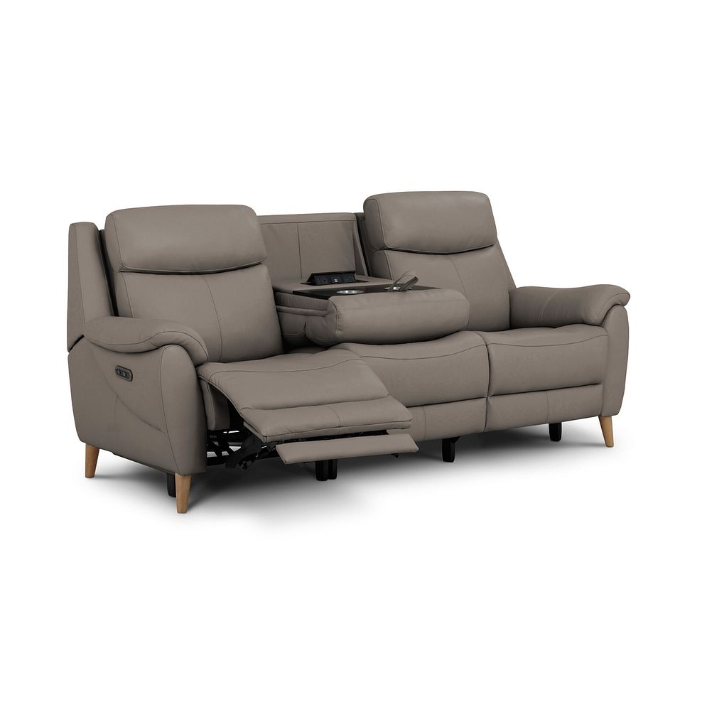 Brunel 3 Seater Electric Recliner Sofa with Multifunctional Middle Seat in Oyster Leather 4