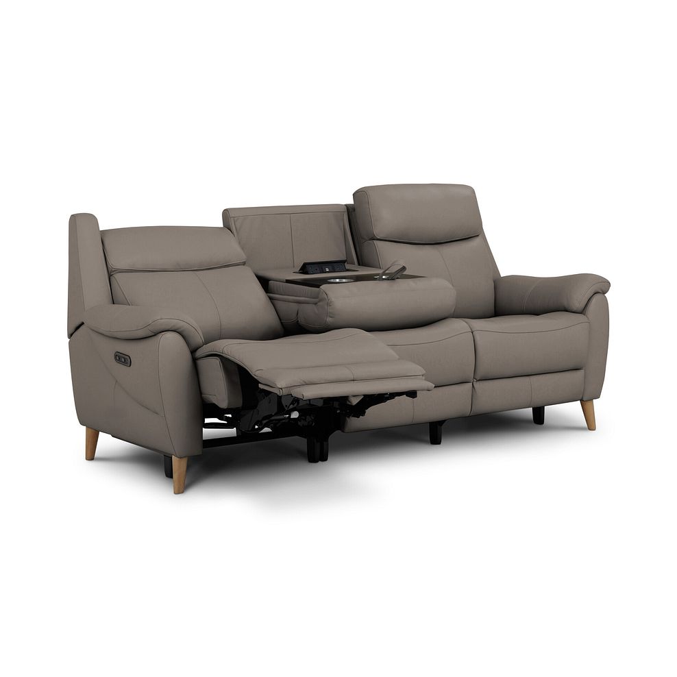 Brunel 3 Seater Electric Recliner Sofa with Multifunctional Middle Seat in Oyster Leather 5