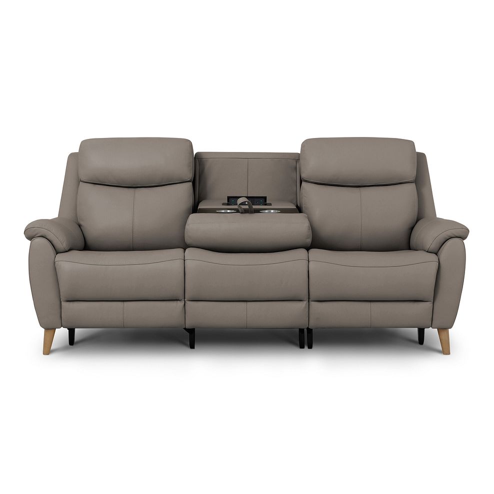 Brunel 3 Seater Electric Recliner Sofa with Multifunctional Middle Seat in Oyster Leather 9