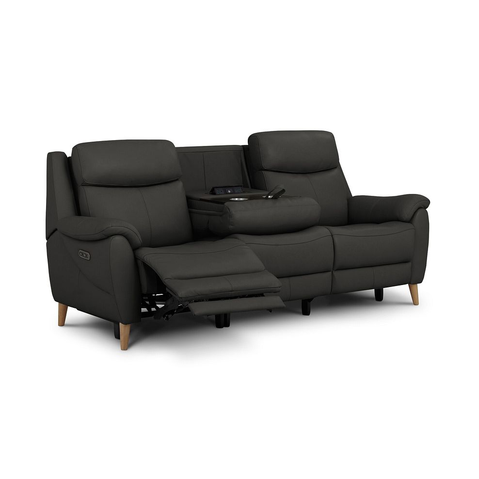 Brunel 3 Seater Electric Recliner Sofa with Multifunctional  Middle Seat in Storm Leather 7