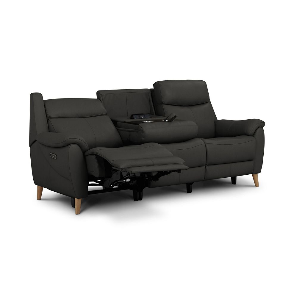 Brunel 3 Seater Electric Recliner Sofa with Multifunctional  Middle Seat in Storm Leather 8