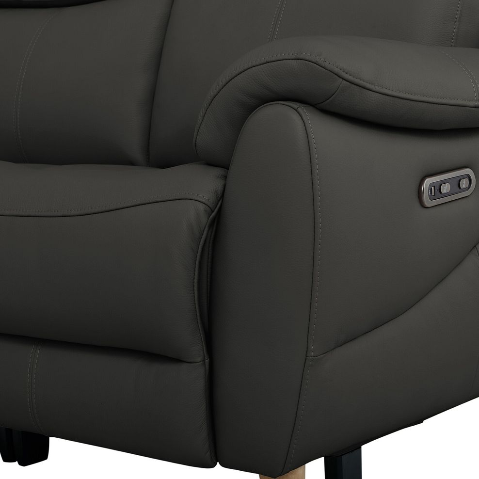 Brunel 3 Seater Electric Recliner Sofa with Multifunctional  Middle Seat in Storm Leather 16