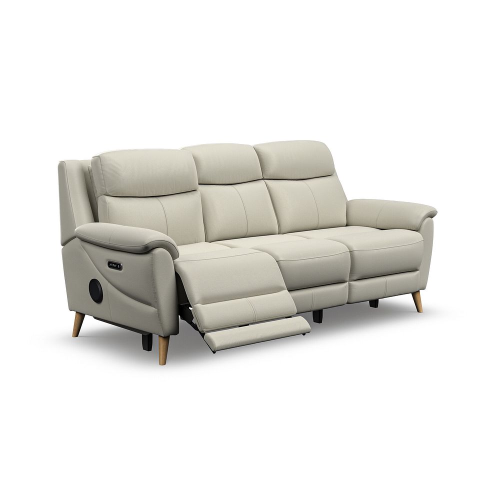 Brunel 3 Seater Recliner Sofa with Speakers in Bone China Leather 2