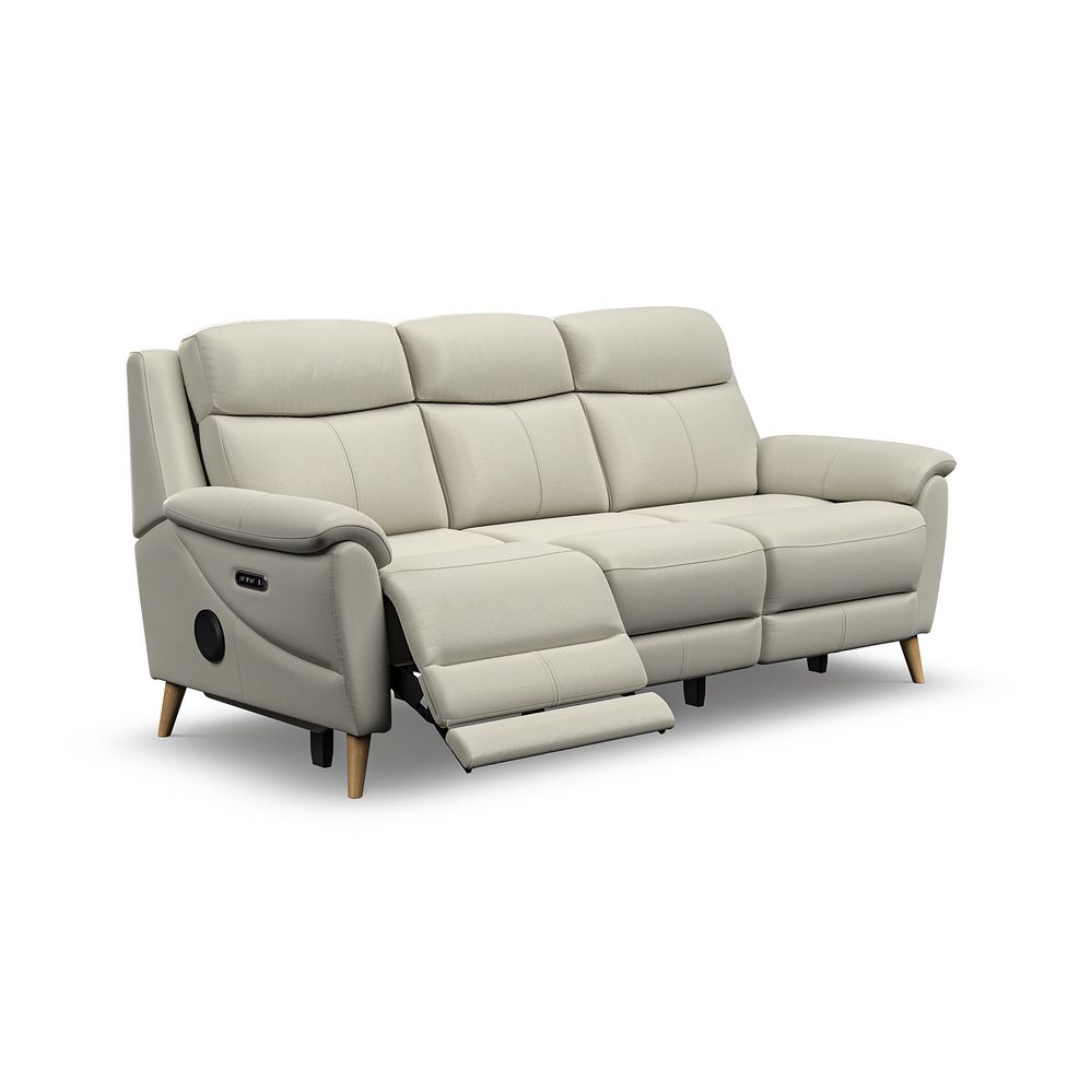 Brunel 3 Seater Recliner Sofa with Speakers in Bone China Leather 3
