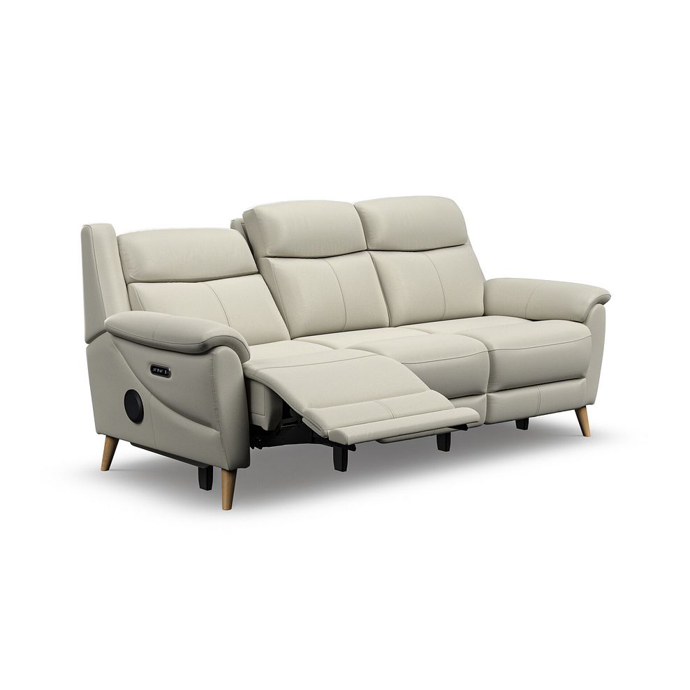 Brunel 3 Seater Recliner Sofa with Speakers in Bone China Leather 4