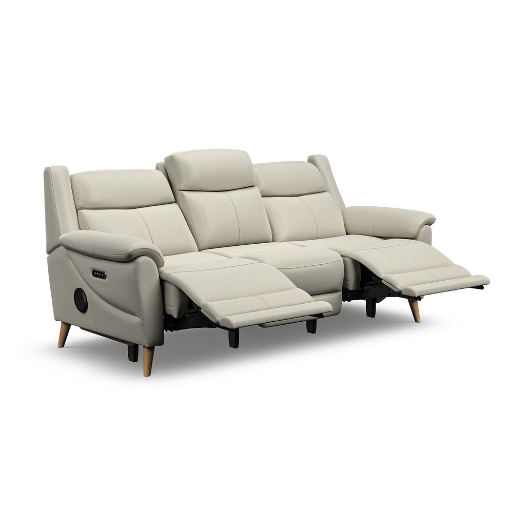 Brunel 3 Seater Recliner Sofa with Speakers in Bone China Leather 5