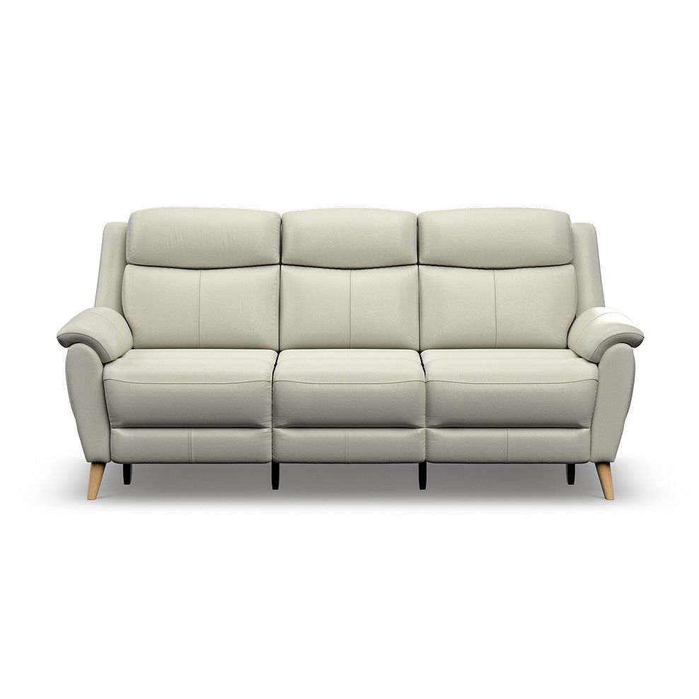 Brunel 3 Seater Recliner Sofa with Speakers in Bone China Leather 6
