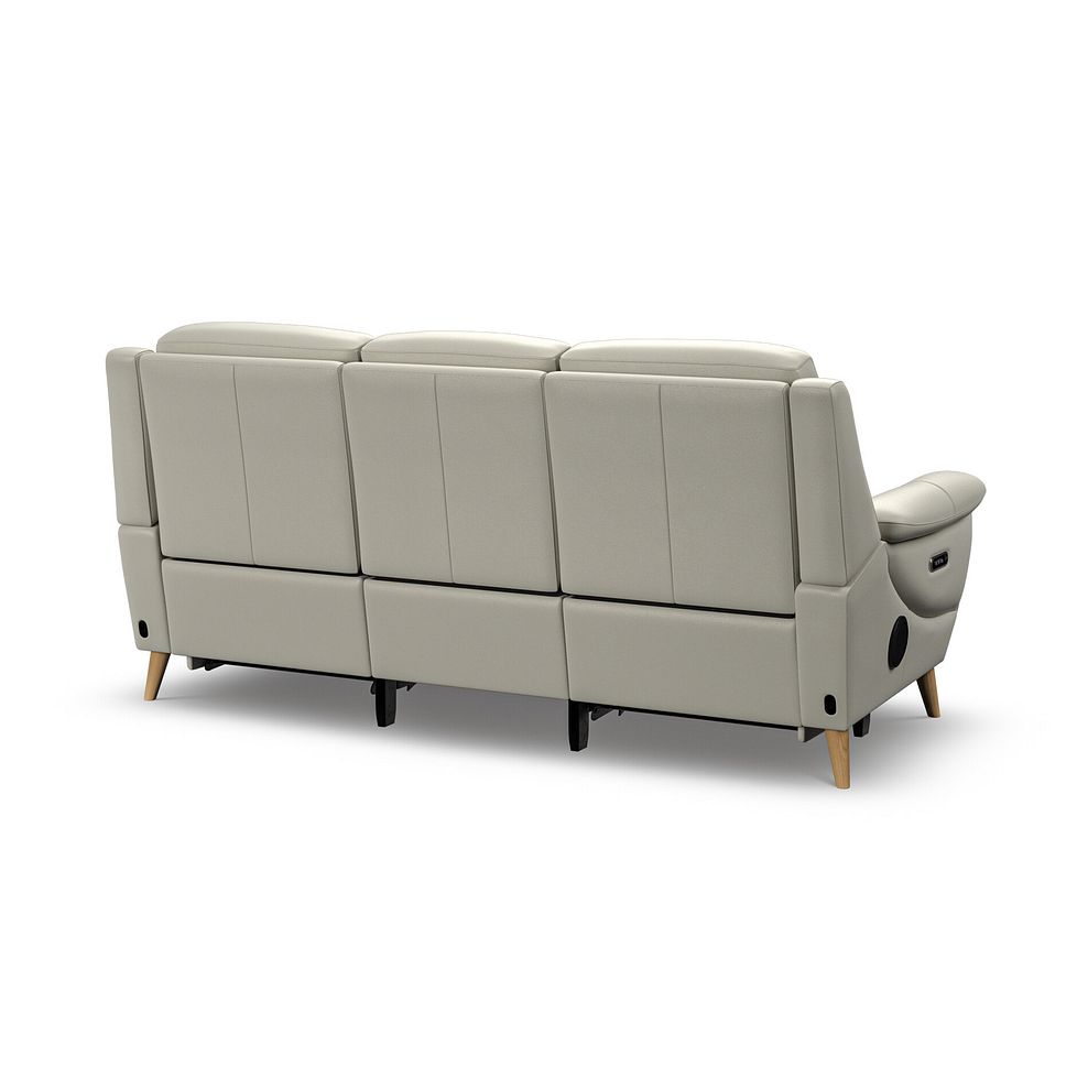 Brunel 3 Seater Recliner Sofa with Speakers in Bone China Leather 7