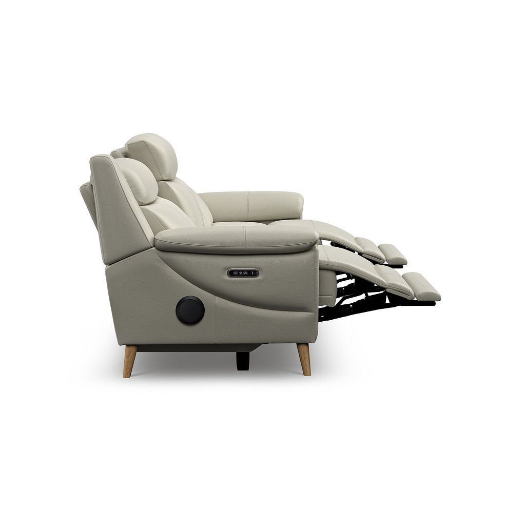 Brunel 3 Seater Recliner Sofa with Speakers in Bone China Leather 10