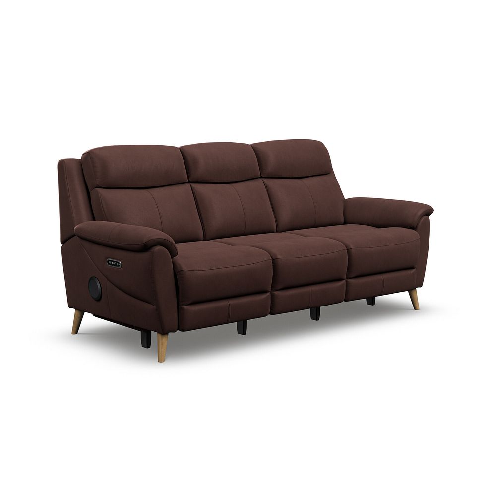 Brunel 3 Seater Recliner Sofa with Speakers in Chestnut Leather 1
