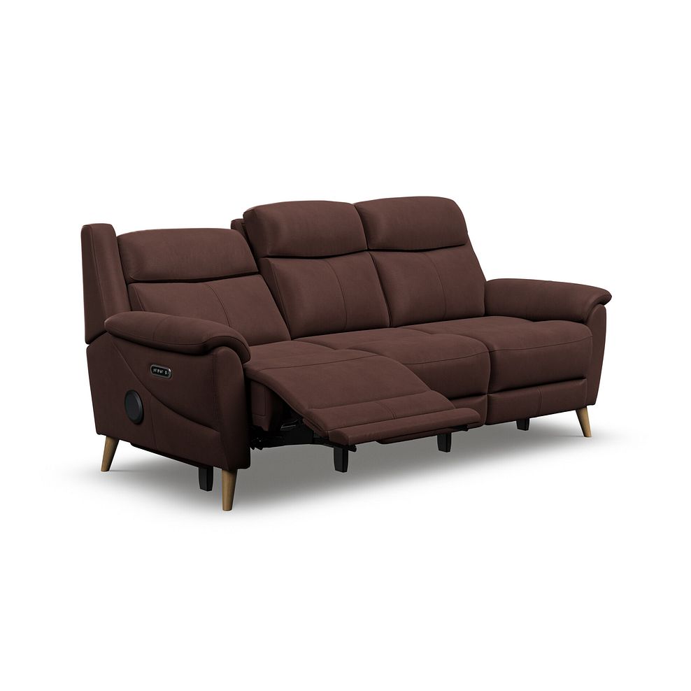 Brunel 3 Seater Recliner Sofa with Speakers in Chestnut Leather 3