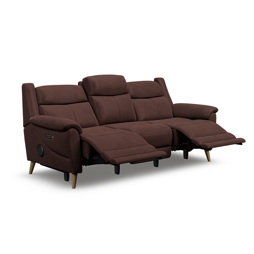Brunel 3 Seater Recliner Sofa with Speakers in Chestnut Leather 4