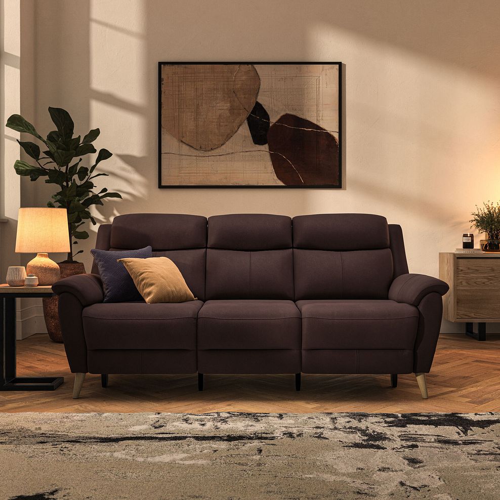 Brunel 3 Seater Recliner Sofa with Speakers in Chestnut Leather 3