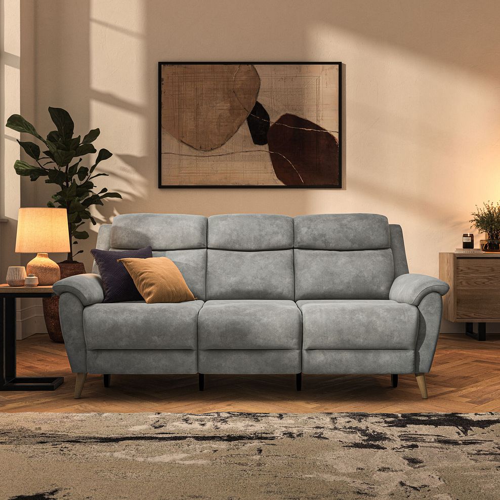 Brunel 3 Seater Recliner Sofa with Speakers in Dexter Stone Fabric 3