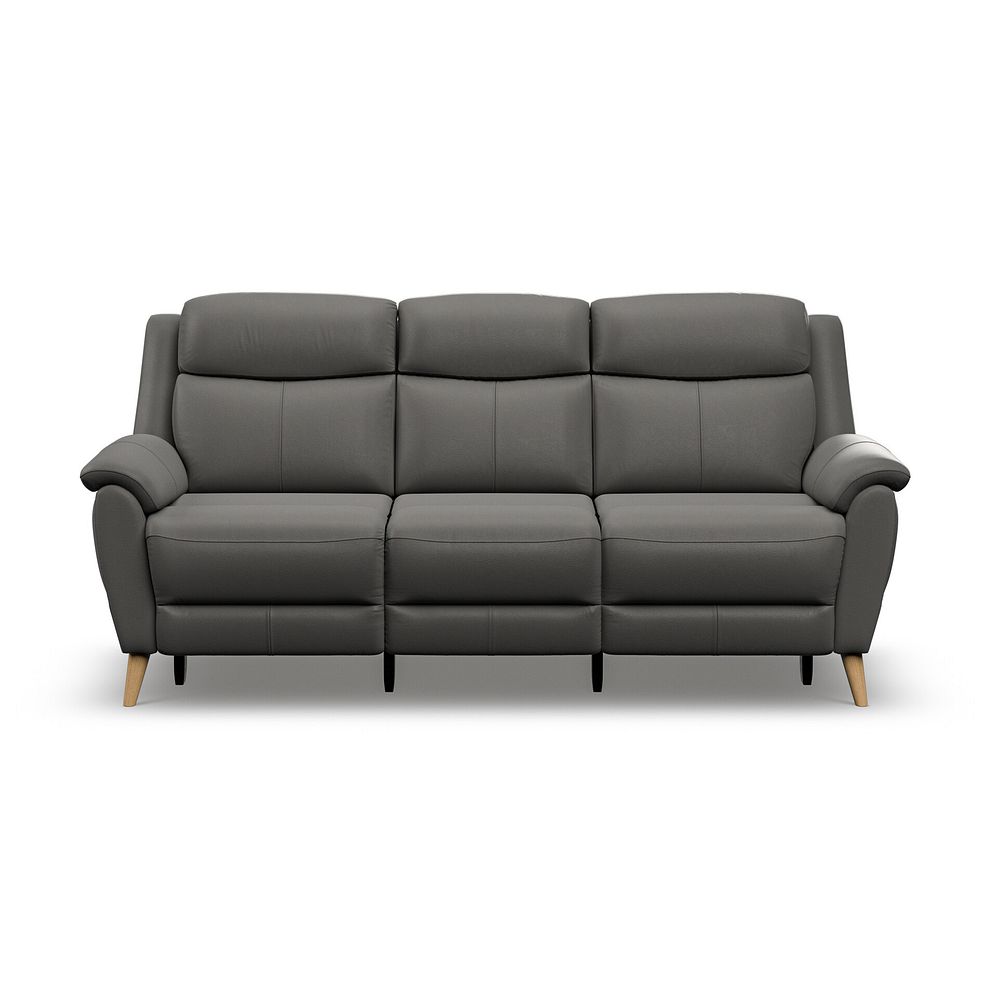 Brunel 3 Seater Recliner Sofa with Speakers in Elephant Grey Leather 5