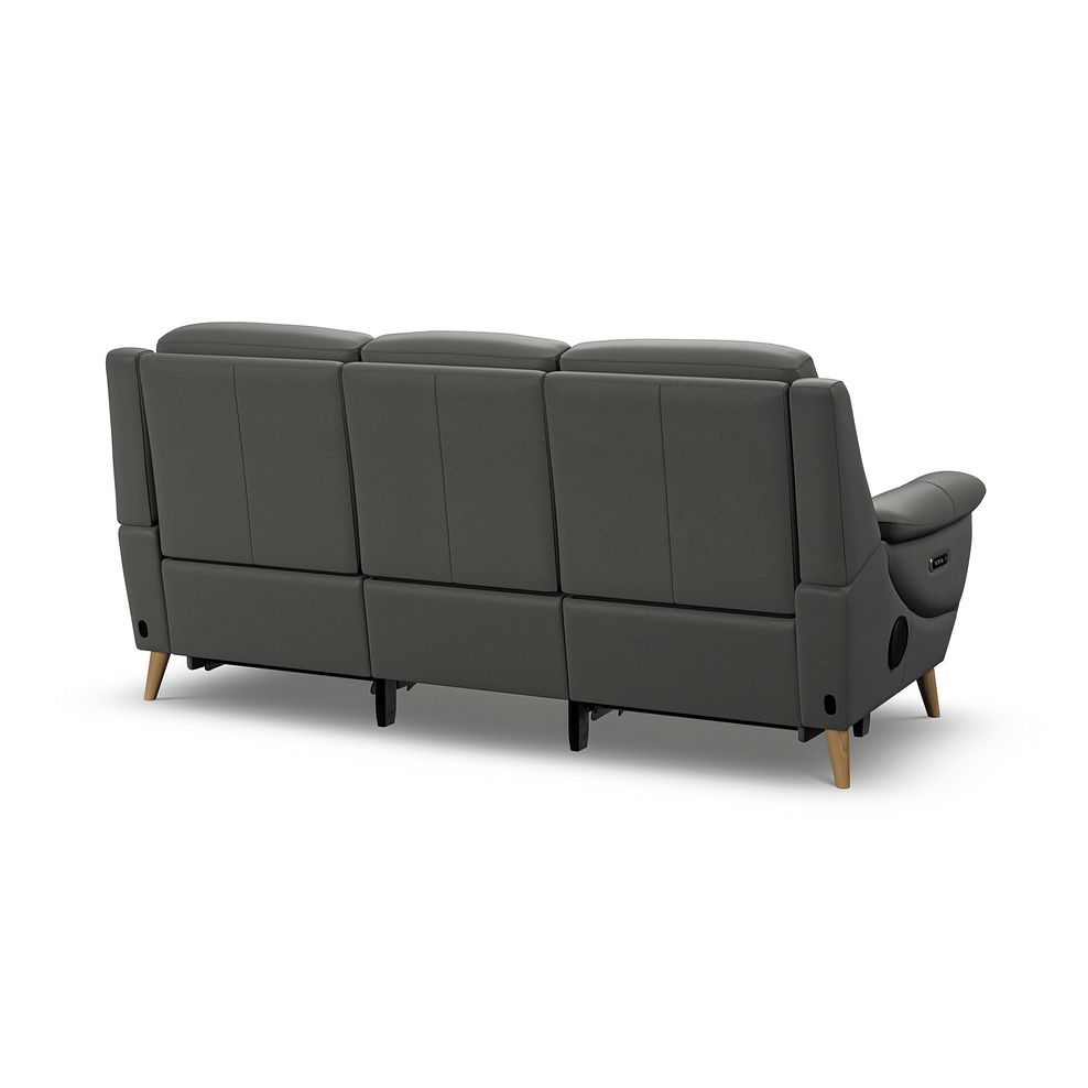 Brunel 3 Seater Recliner Sofa with Speakers in Elephant Grey Leather 6