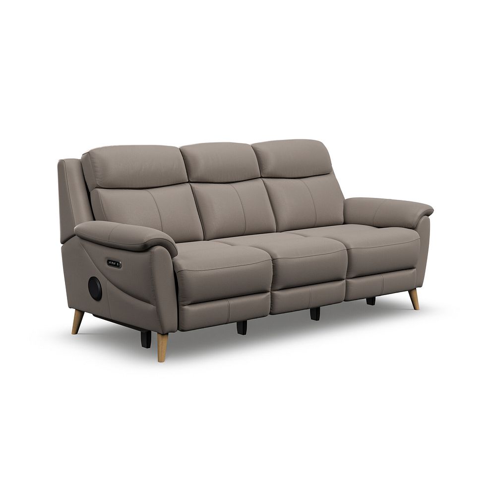 Brunel 3 Seater Recliner Sofa with Speakers in Oyster Leather 1