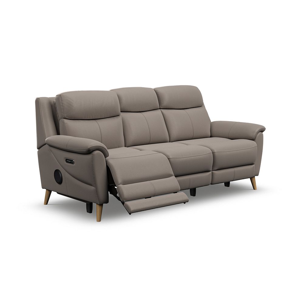 Brunel 3 Seater Recliner Sofa with Speakers in Oyster Leather 2