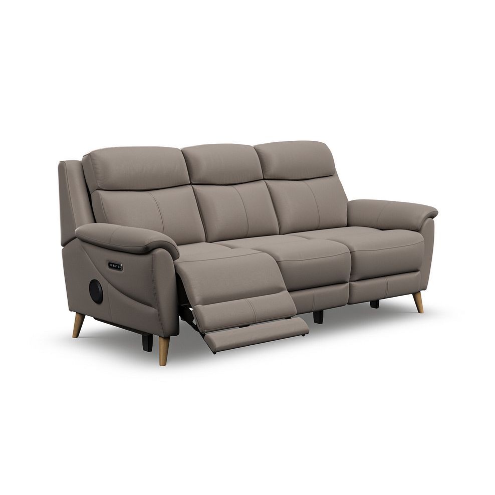 Brunel 3 Seater Recliner Sofa with Speakers in Oyster Leather 3