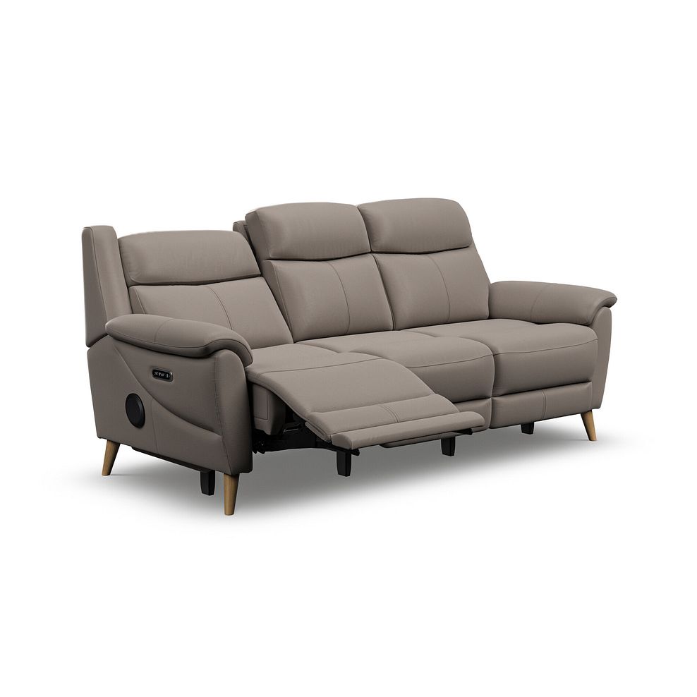 Brunel 3 Seater Recliner Sofa with Speakers in Oyster Leather 4