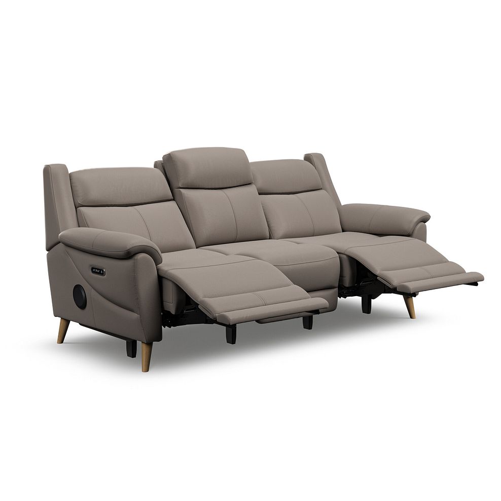 Brunel 3 Seater Recliner Sofa with Speakers in Oyster Leather 5