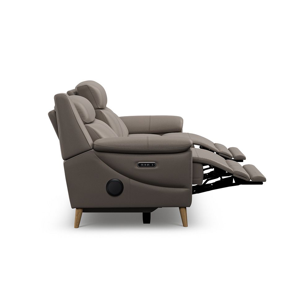 Brunel 3 Seater Recliner Sofa with Speakers in Oyster Leather 10