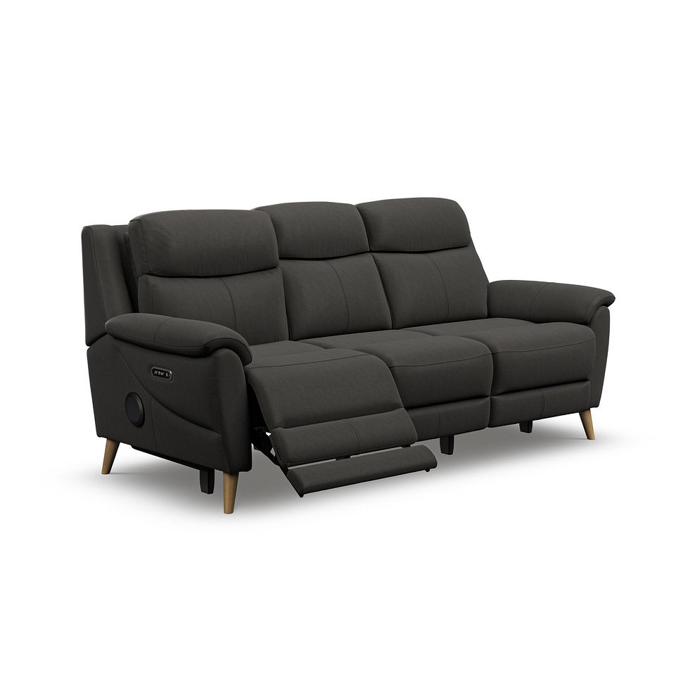 Brunel 3 Seater Recliner Sofa with Speakers in Storm Leather 2