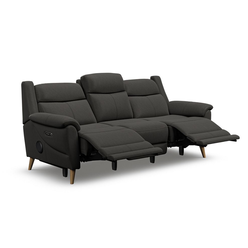 Brunel 3 Seater Recliner Sofa with Speakers in Storm Leather 4