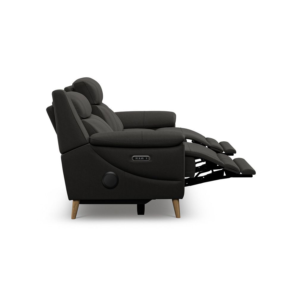 Brunel 3 Seater Recliner Sofa with Speakers in Storm Leather 8