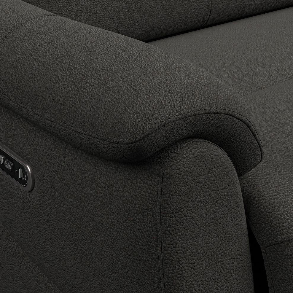 Brunel 3 Seater Recliner Sofa with Speakers in Storm Leather 11