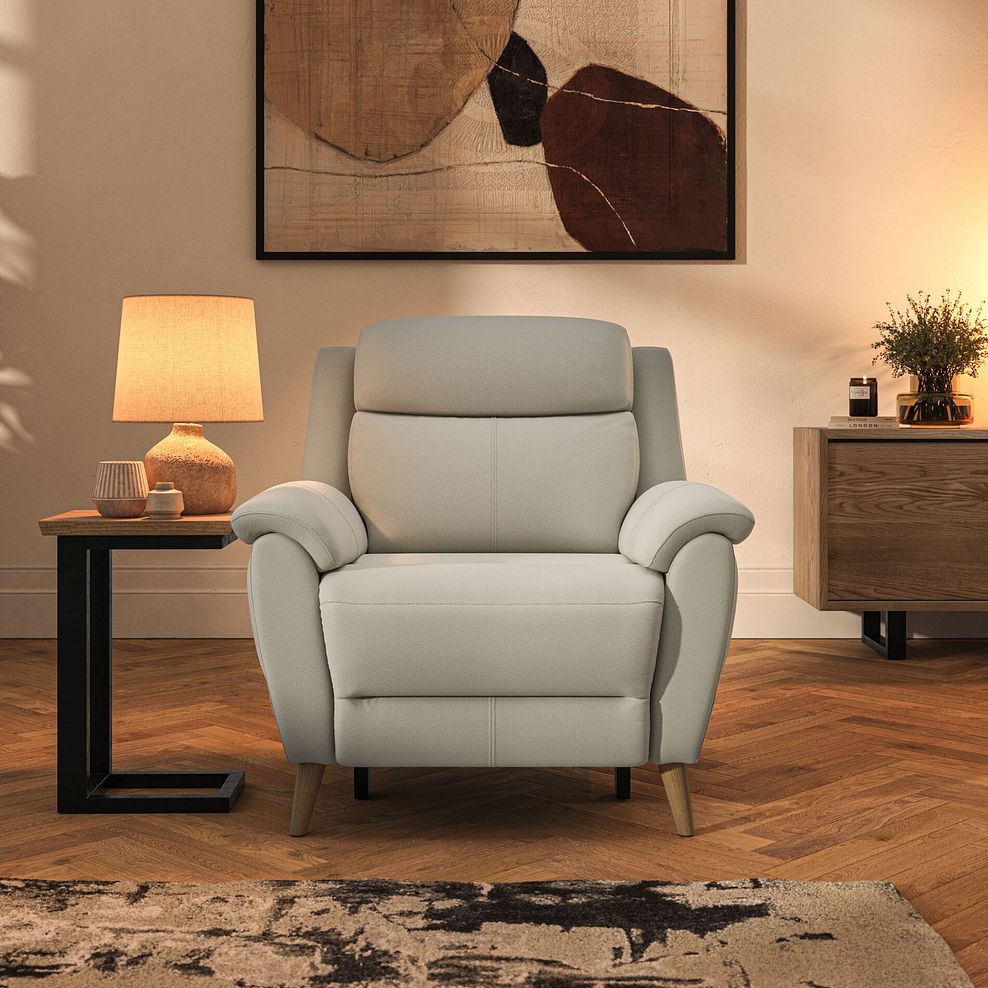 Brunel Electric Recliner Armchair with Speakers in Bone China Leather 3