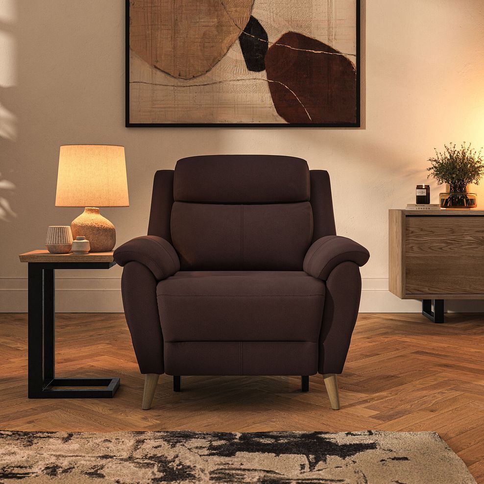 Brunel Electric Recliner Armchair with Speakers in Chestnut Leather 3