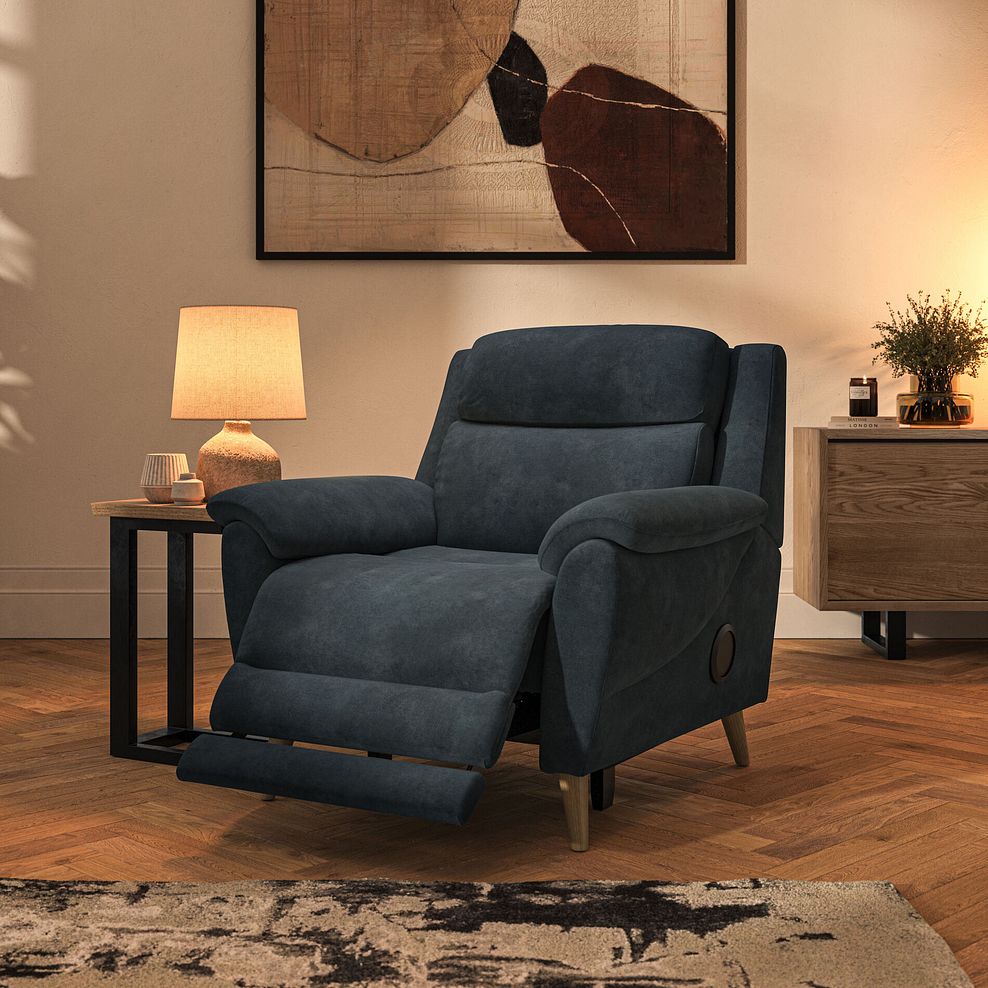 Brunel Electric Recliner Armchair with Speakers in Dexter Shadow Fabric 2