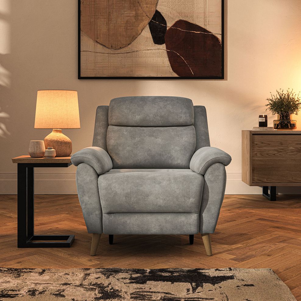 Brunel Electric Recliner Armchair with Speakers in Dexter Stone Fabric 3