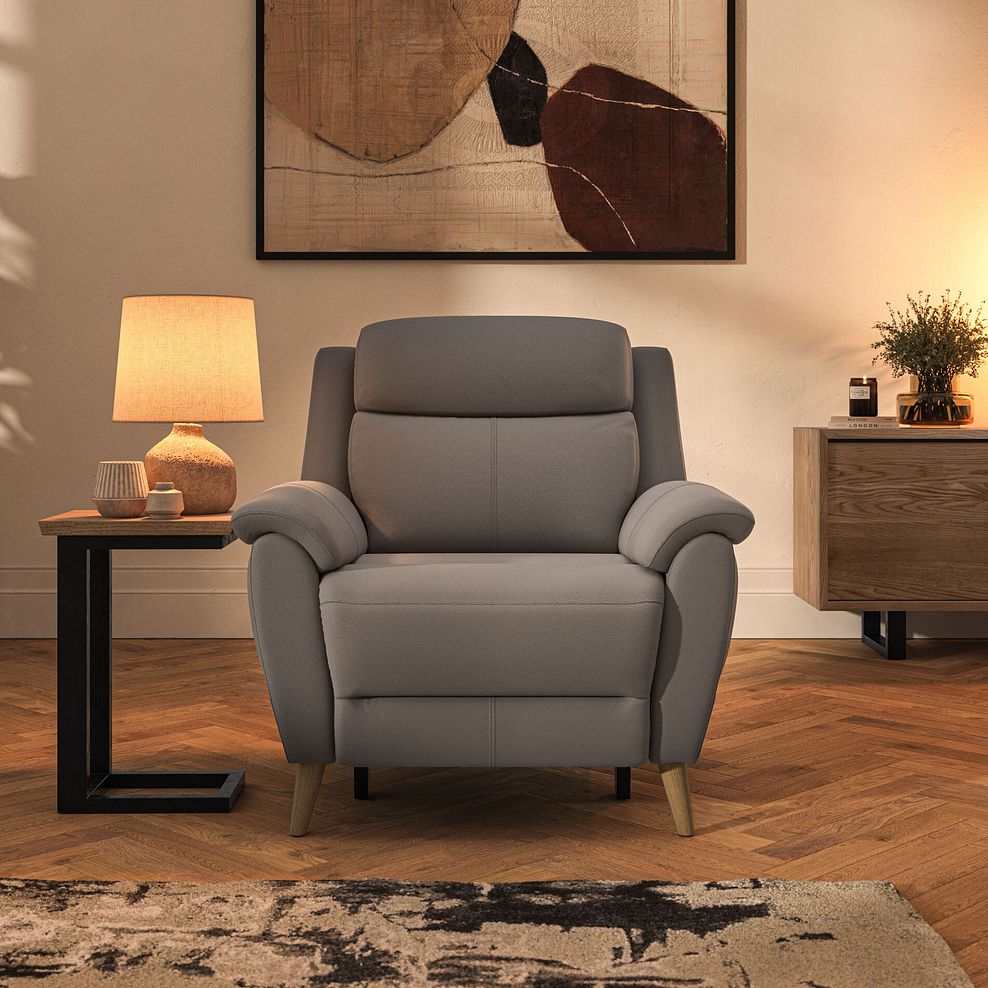 Brunel Electric Recliner Armchair with Speakers in Oyster Leather 3