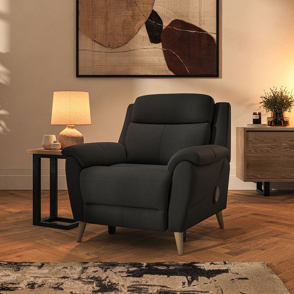 Brunel Electric Recliner Armchair with Speakers in Storm Leather 1