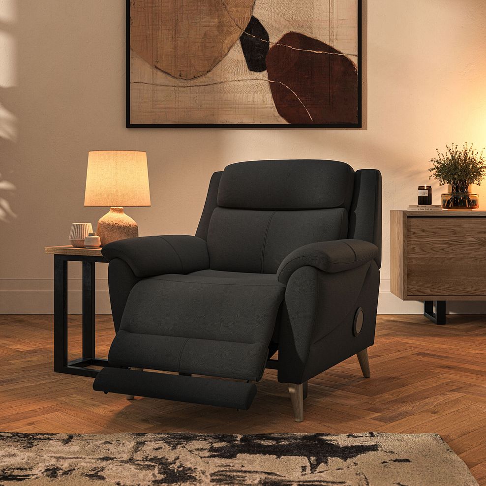 Brunel Electric Recliner Armchair with Speakers in Storm Leather 2
