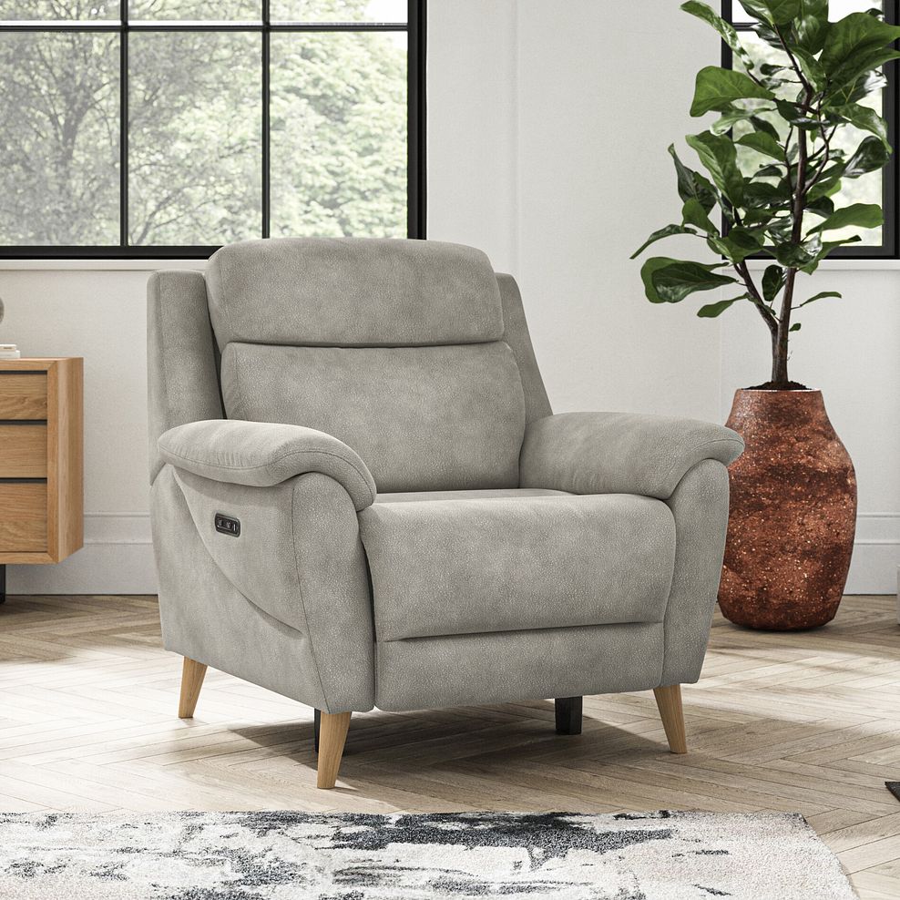 Brunel Recliner Armchair in Dexter Stone Fabric 2