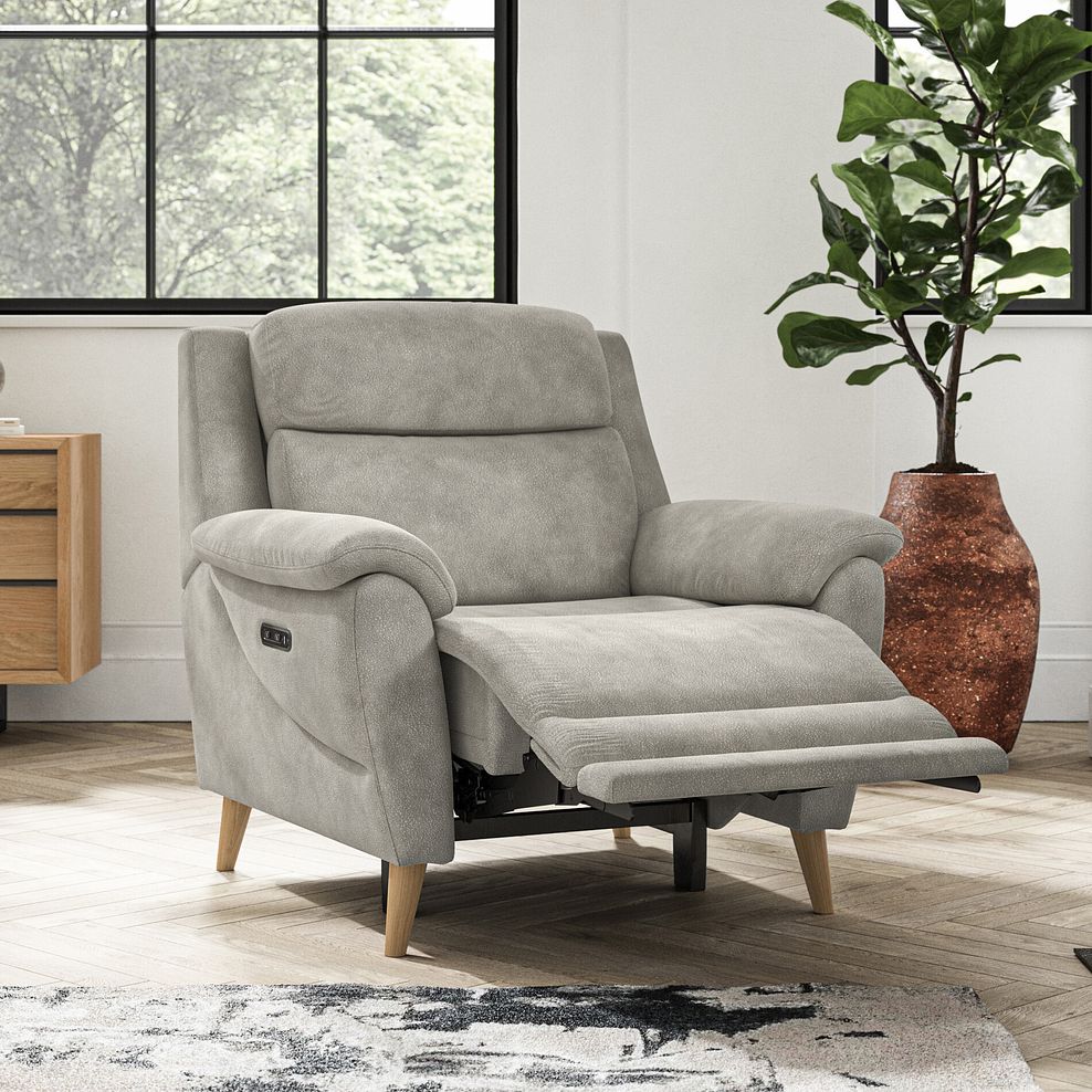 Brunel Recliner Armchair in Dexter Stone Fabric 1