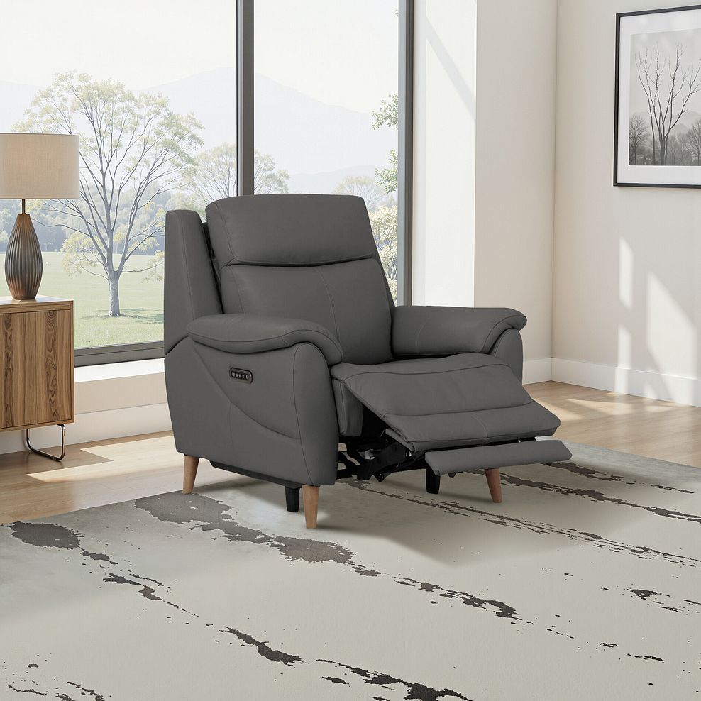 Brunel Recliner Armchair in Elephant Grey Leather 1
