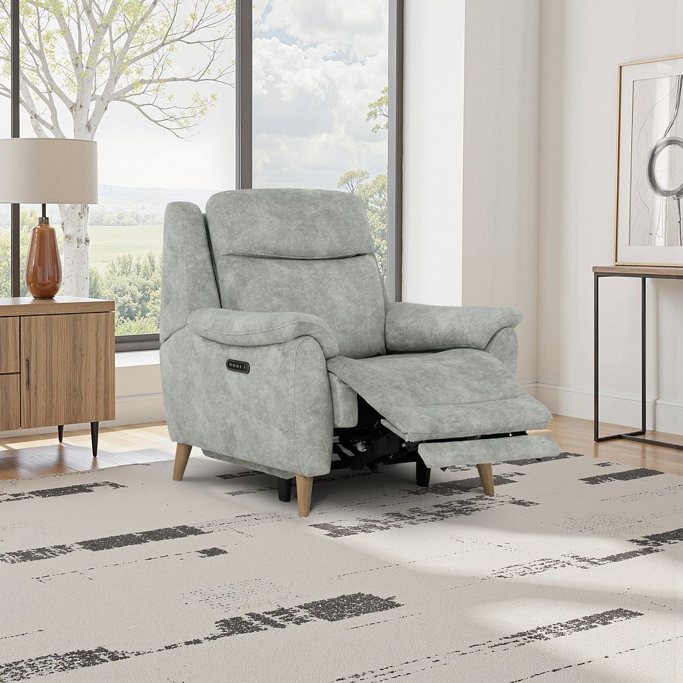 Brunel Recliner Armchair in Marble Silver Fabric 1