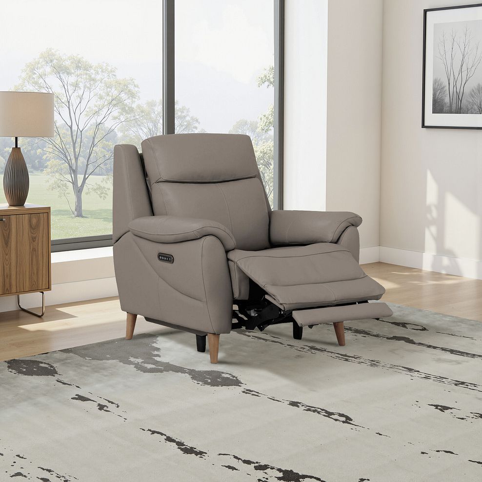 Brunel Recliner Armchair in Oyster Leather 1