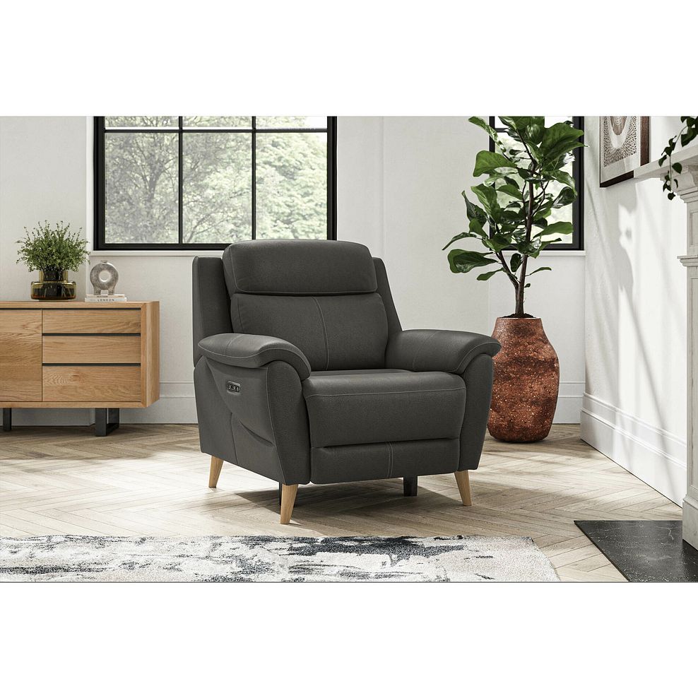 Brunel Recliner Armchair in Storm Leather 2