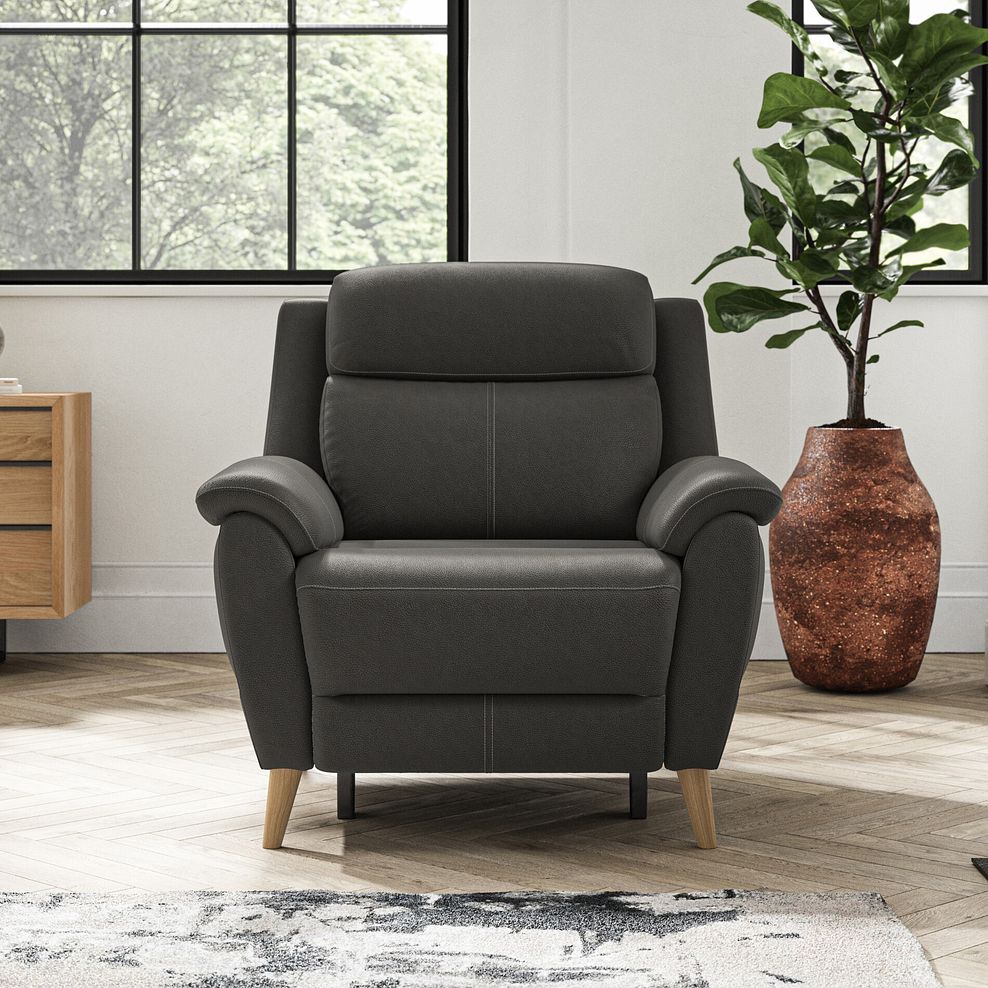 Brunel Recliner Armchair in Storm Leather 3