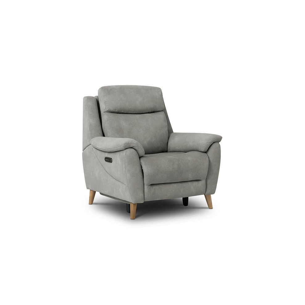 Brunel Recliner Armchair with Adjustable Power Headrest and Lumbar Support in Dexter Stone Fabric 4