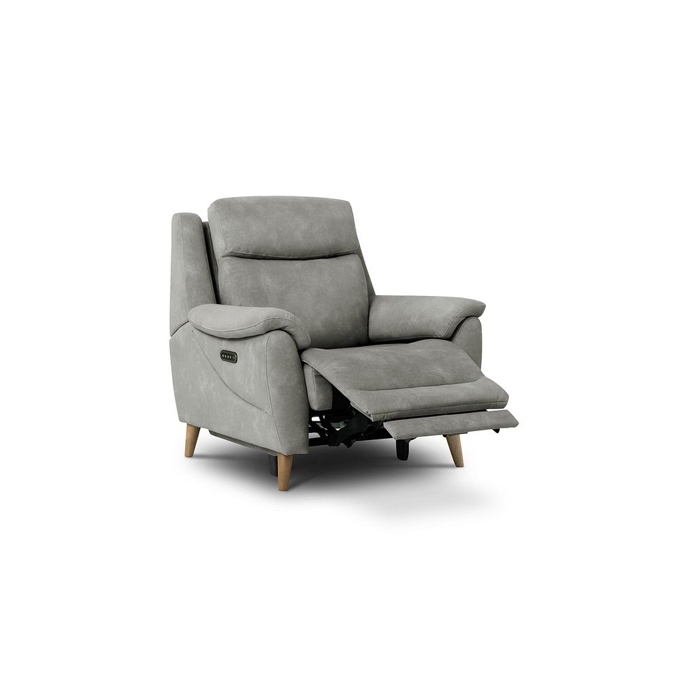 Brunel Recliner Armchair with Adjustable Power Headrest and Lumbar Support in Dexter Stone Fabric 5
