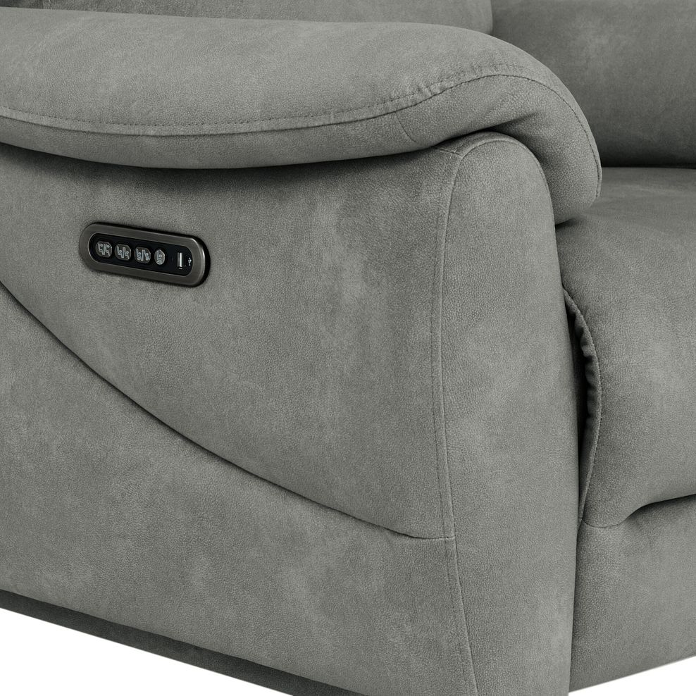 Brunel Recliner Armchair with Adjustable Power Headrest and Lumbar Support in Dexter Stone Fabric 11