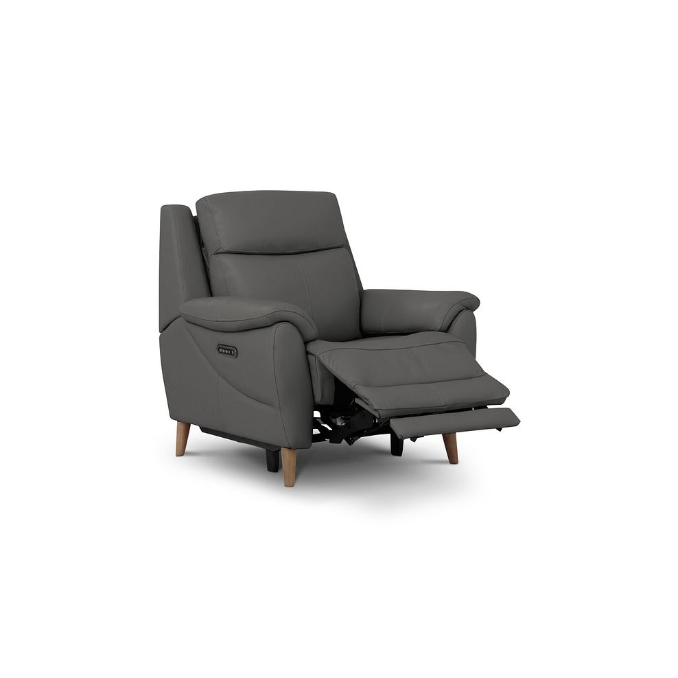 Brunel Recliner Armchair with Adjustable Power Headrest and Lumbar Support in Elephant Grey Leather 2