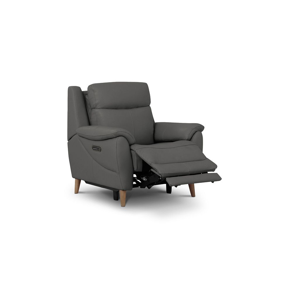 Brunel Recliner Armchair with Adjustable Power Headrest and Lumbar Support in Elephant Grey Leather 3
